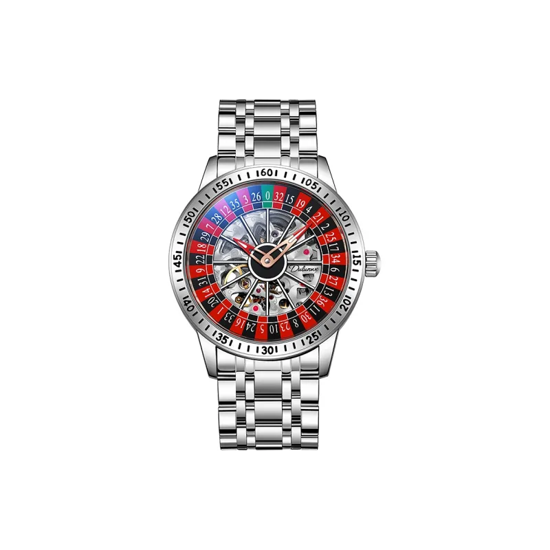 Dulunwe Автоматический механический механизм ремешок из нержавеющей стали часы для мужчин циферблат с открытым механизмом