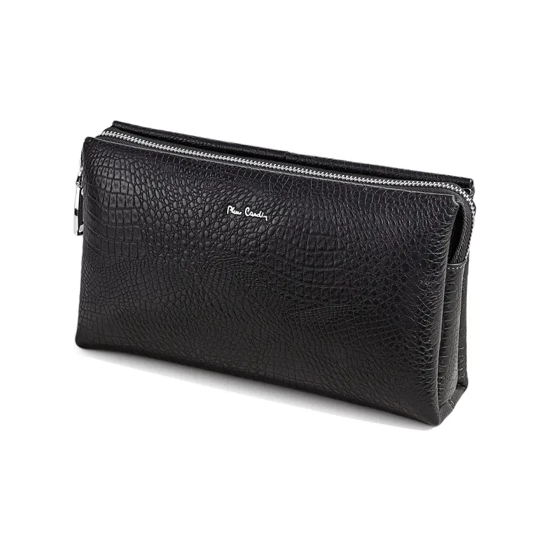 PIERRE CARDIN Клатч из крупнозернистой текстуры коровьей кожи стандартный мужской черный