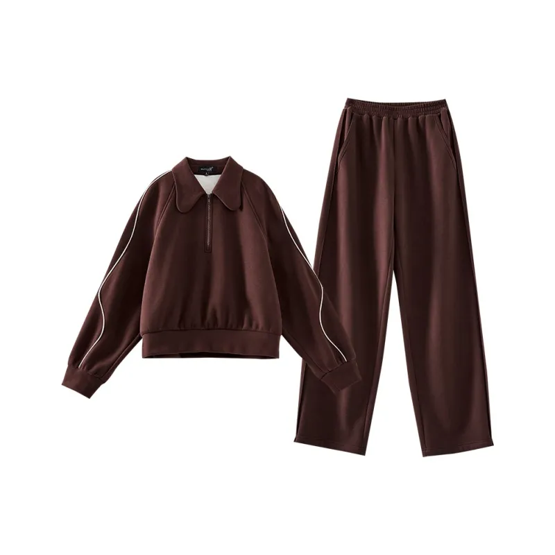OUNIXUE Комплект Свитшот Женский Кофейный