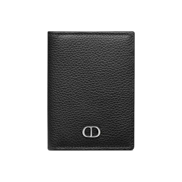 DIOR Grained Телячья кожа Держатель для карт Мужской Черный