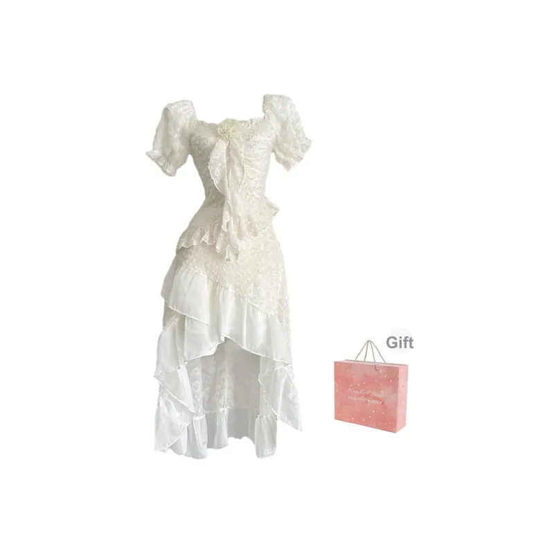 Nooidea Official Короткий рукав Платье Женское Абрикосовое