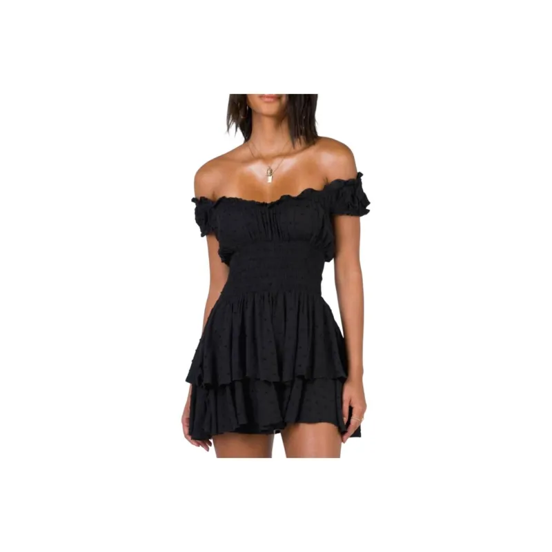 PRINCESS POLLY The Любовь GALORE Комбинезон Черный Короткий Рукав Платье Женское Черный Черный
