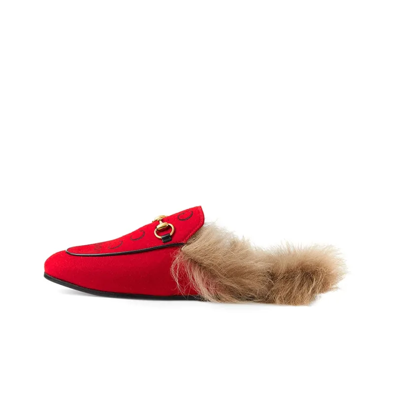 GUCCI 2015 RE Edition Princetown Домашние тапочки Женские Красный