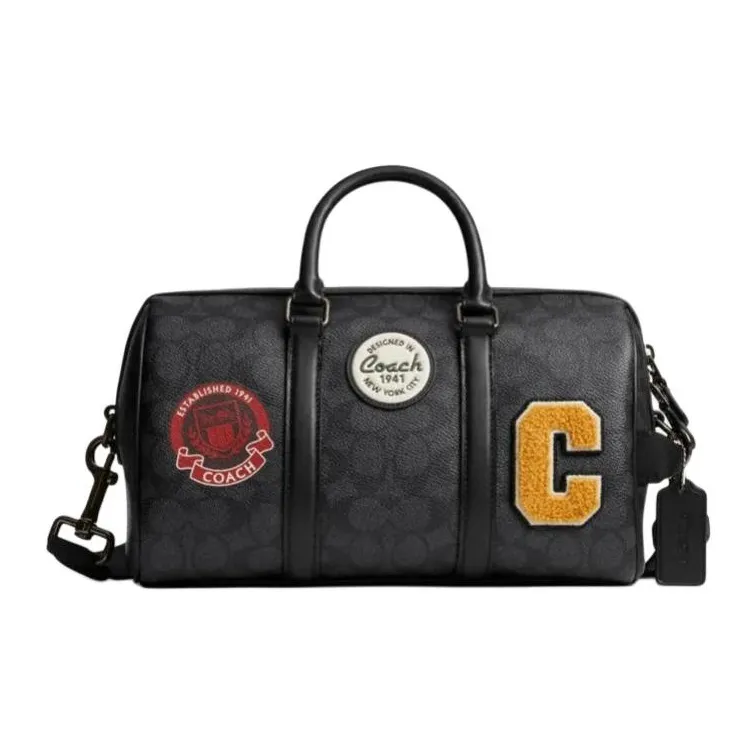 COACH Venturer Искусственная кожа Бостон Сумка через плечо Сумка Большая Мужская Серый Черный