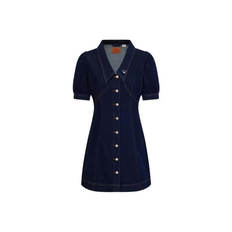 Levi's Короткий рукав Платье Женское Темно-синий