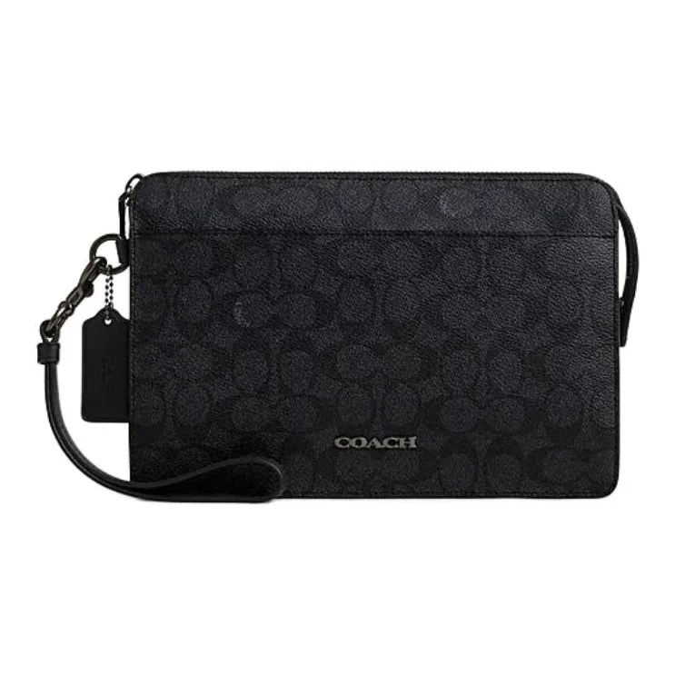 COACH Клатч из искусственной кожи средний мужской угольно-черный и черный