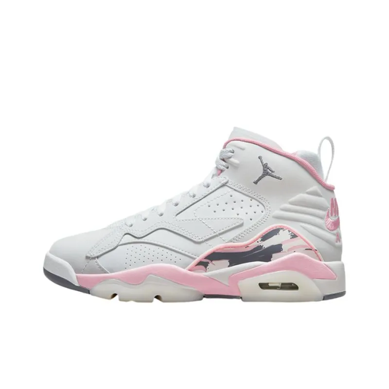Jordan Jumpman MVP 'Застенчивый Розовый' Устойчивый к истиранию Дышащий Высокий Топ Винтажные баскетбольные кроссовки Женские Белый Розовый