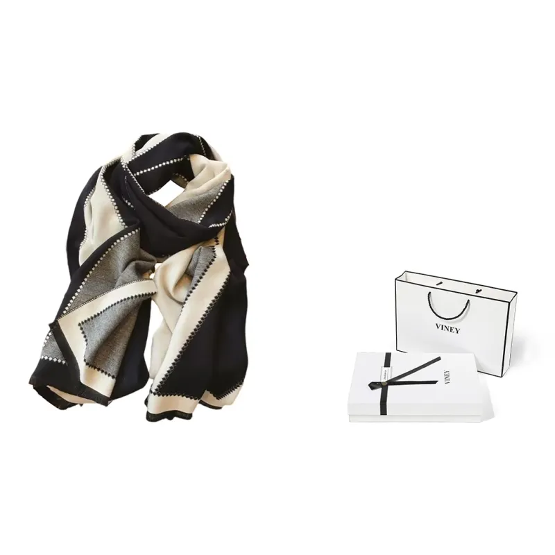 VINEY Вязаные шарфы Черный, Бежевый, Многоцветный Женские