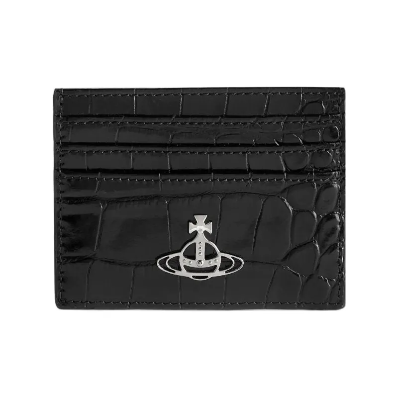 Vivienne Westwood Crocodile Embossed Calfskin Cardholder Women's Black Вивьен Вествуд Крокодил Тисненый Телячья кожа Картхолдер Женские Черный