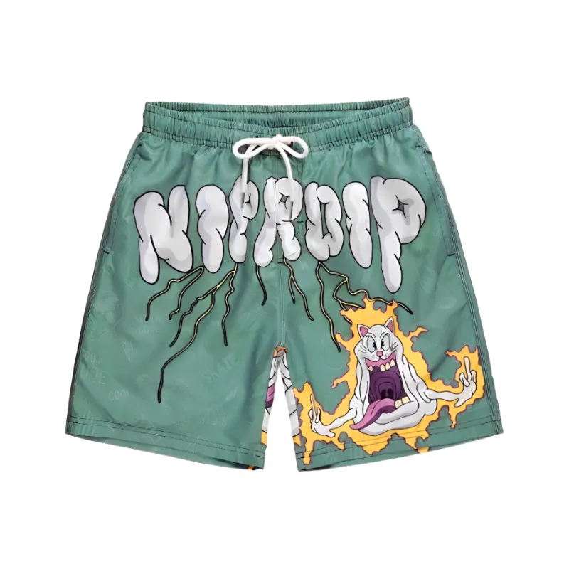 Bubble Trap Пляжные шорты Мужской Электрический Shock Кошка Зеленый