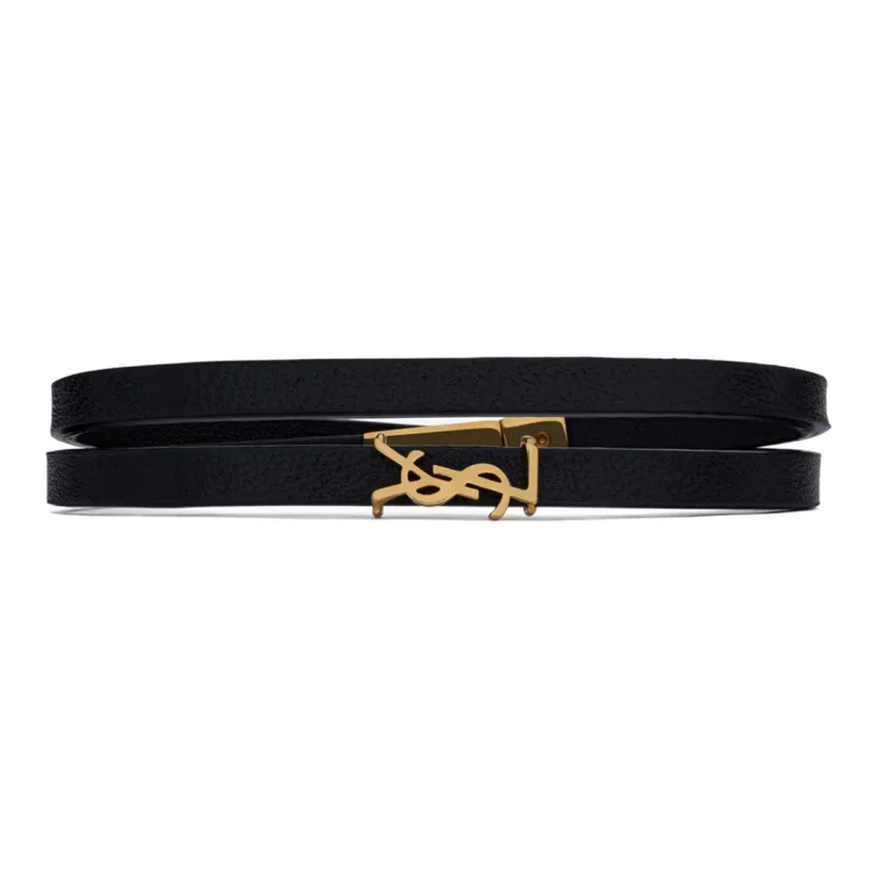 SAINT LAURENT Brass Calfskin Bracelets Women's Black SAINT LAURENT Латунь Телячья кожа Браслеты Женские Черный