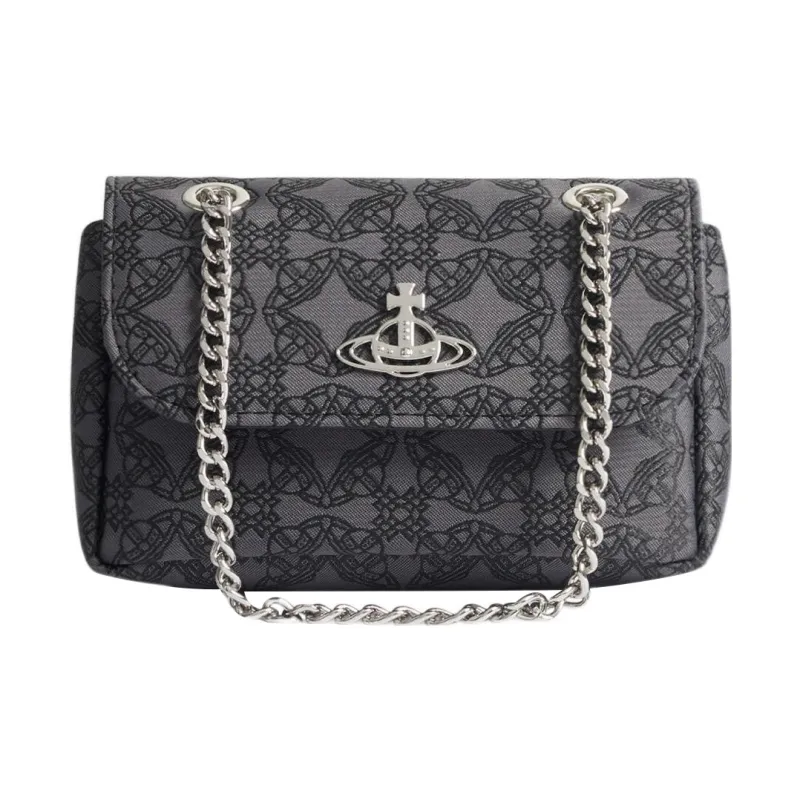 Vivienne Westwood Orborama Карманная Сумка через плечо из жаккардовой ткани Кошелек Маленький Женский Черный Серый