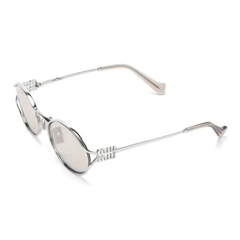 MIU MIU Металл OVAL SUNGLASSES Женские Серебряный