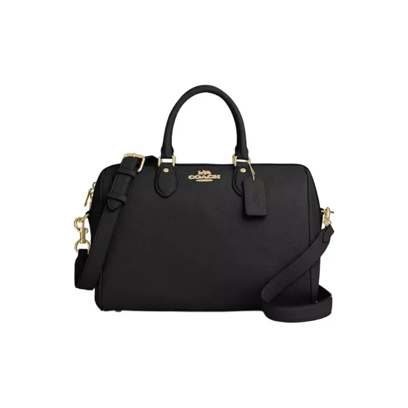 COACH Rowan Litchi Grain Leather Crossbody One Shoulder Bag Large Women's Black