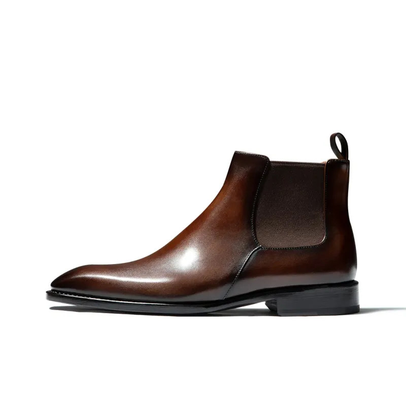 TRUFFAUT Классические ботинки с квадратным носом гладкая поверхность короткий челси мужские