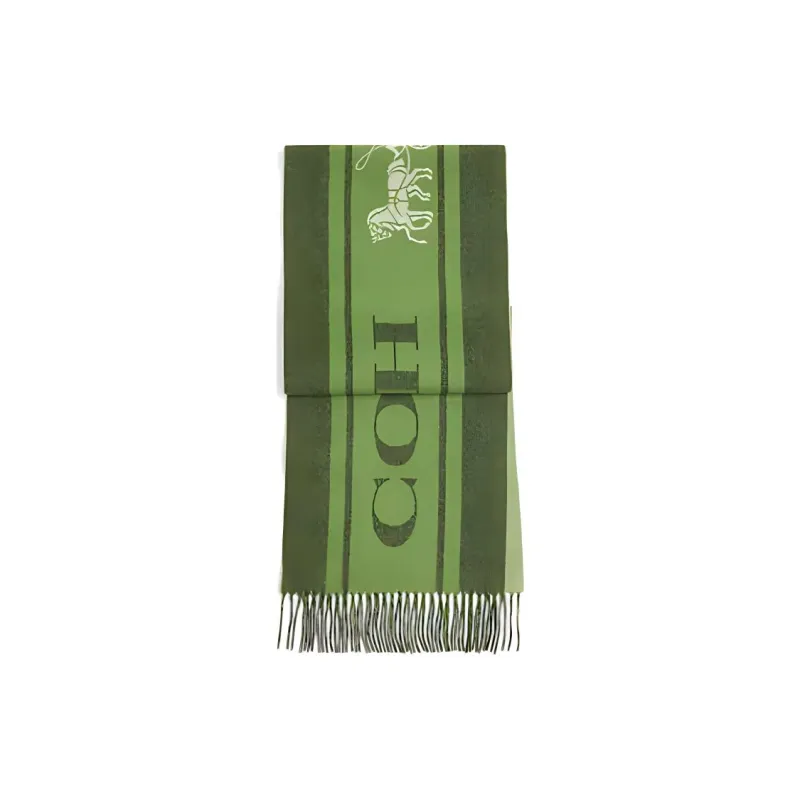 COACH Шерсть Кашемир Шарф Унисекс Зеленый