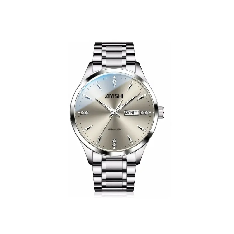 AIYISHI Кварцевый механизм ремешок из нержавеющей стали черный циферблат мужские часы