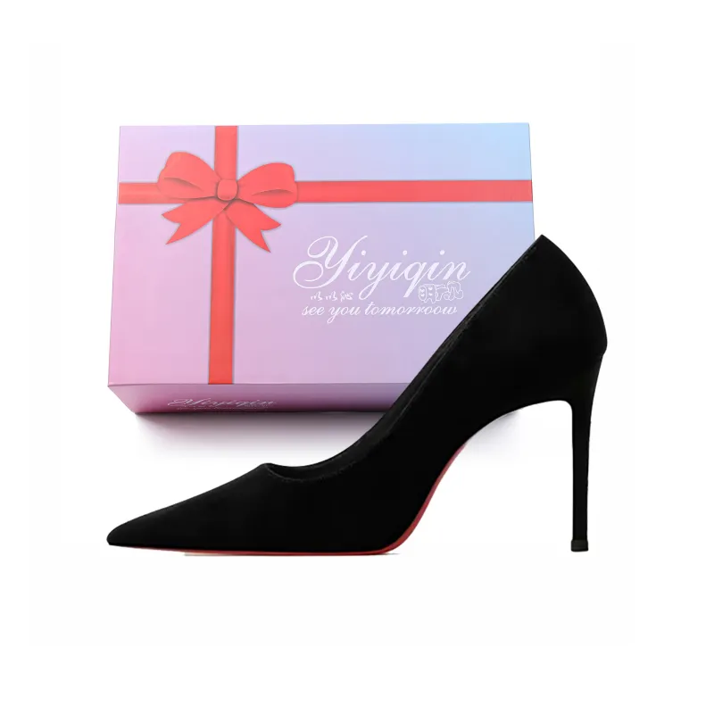 Take The Qin Узкий каблук Высокие каблуки 10 см 8 см 6 см Женские Черный Набор в подарочной коробке