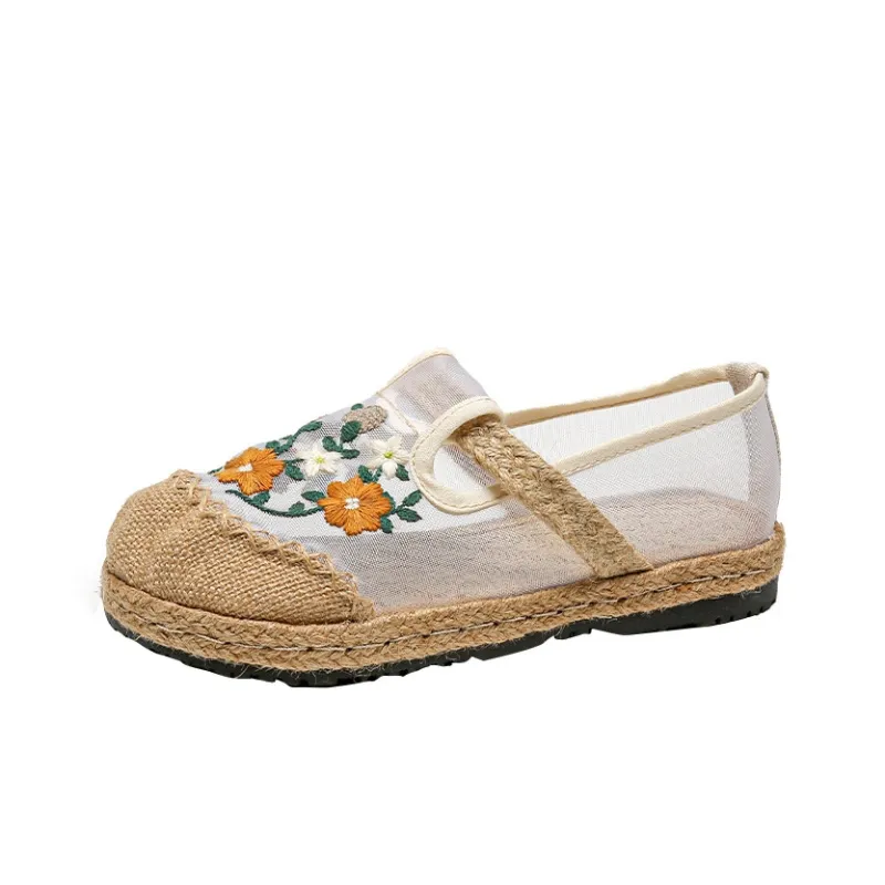 TAFN Вышитые туфли в стиле Ханьфу Белый 8022 Сетка Обувь Женские