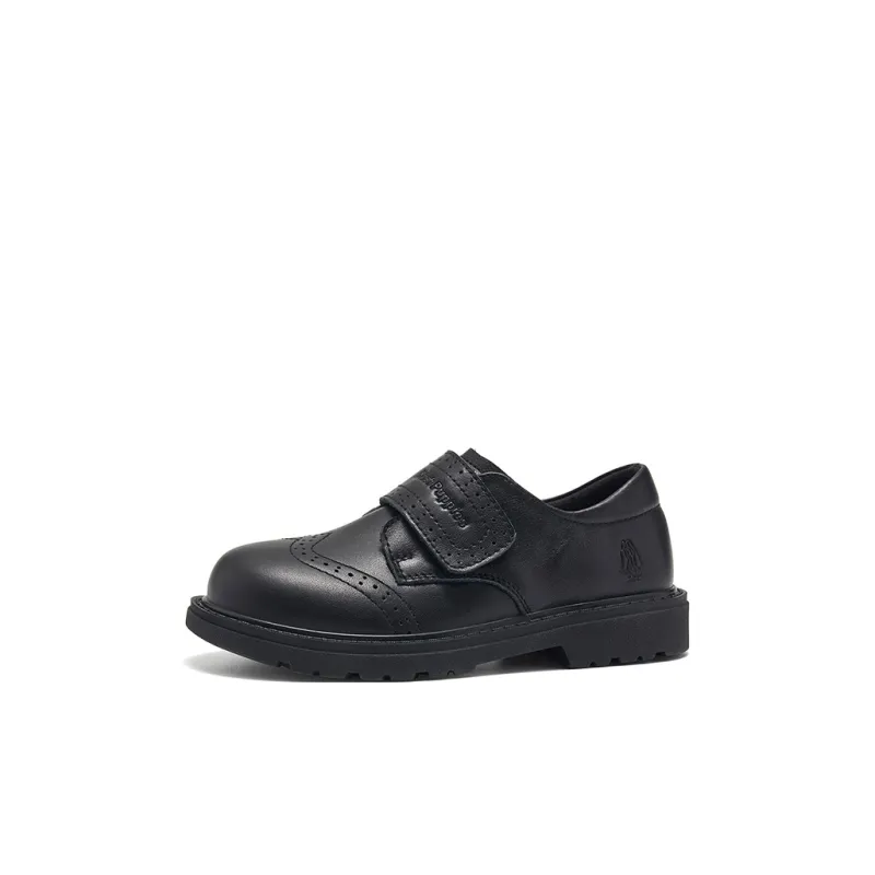 Hush Puppies Slip-resistant Abrasion-resistant Детская кожаная обувь Черная Детская