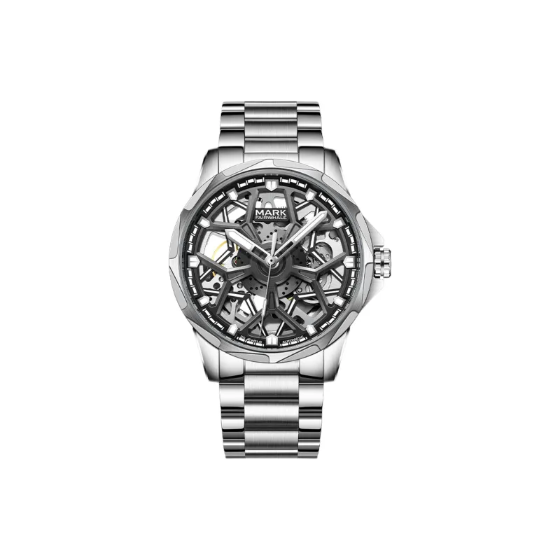 FAIRWHALE Автоматический механический механизм металлический ремешок мужские часы циферблат с открытым механизмом
