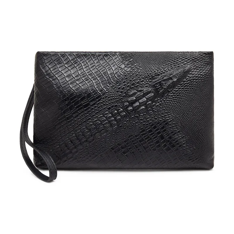 Old Man's Head Клатч из крупнозернистой текстуры коровьей кожи стандартный мужской черный