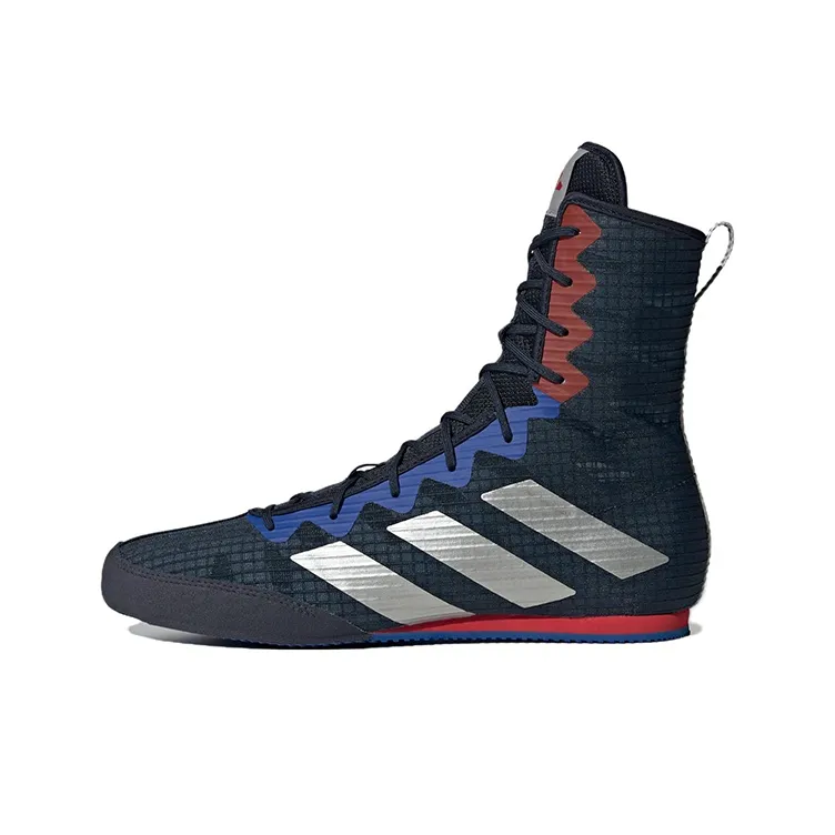 Adidas Box Hog 4 Slip-Resistant High Top Boxing Shoes Unisex Black Silver Adidas Box Hog 4 противоскользящие высокие боксерские туфли унисекс черный серебряный