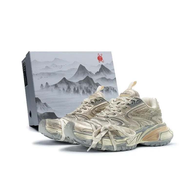 K Wang Париж Модная одежда Стиль Антискользящий и Износостойкий Увеличение Высоты Низкий Топ Толстая подошва Мужские кроссовки