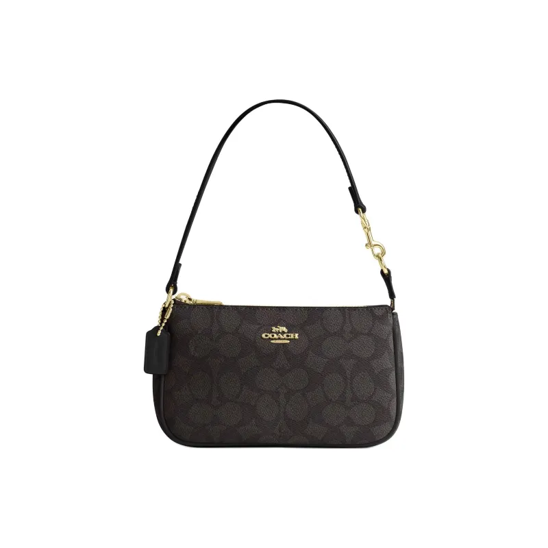 COACH Nolita Искусственная кожа Сумка через плечо Маленькая Женская Золото и Орех и Черный