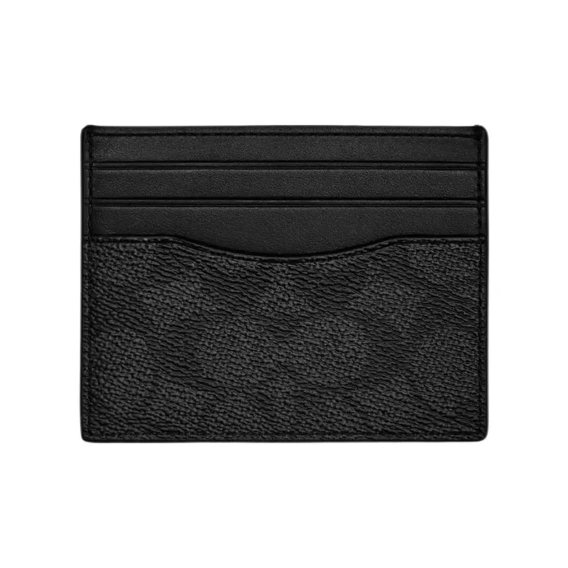 COACH Canvas Телячья кожа Держатель для карт Мужской Угольный серый и черный