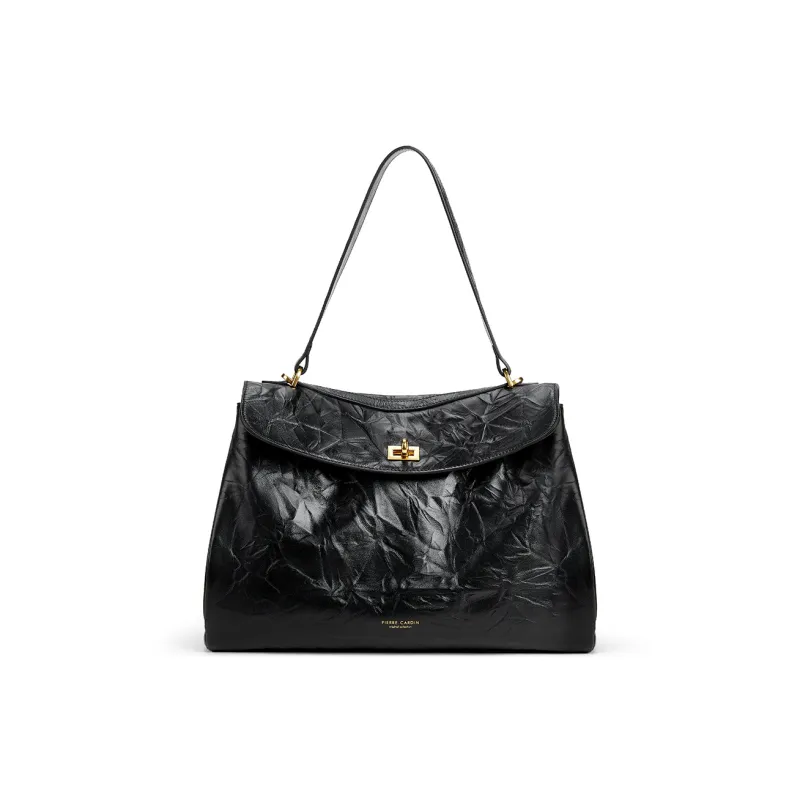 PIERRE CARDIN Натуральная кожа большая вместимость сумка через плечо женская черная