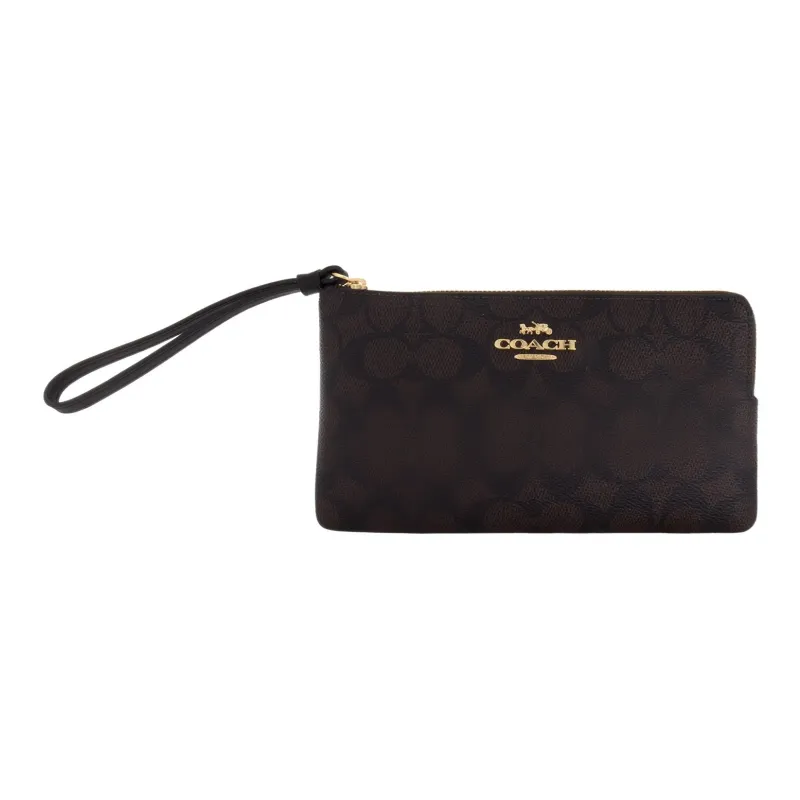 COACH Клатч из искусственной кожи маленький женский ореховый и черный