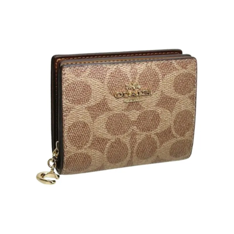 COACH Покрытие Холст Кошелек Женский Коричневый