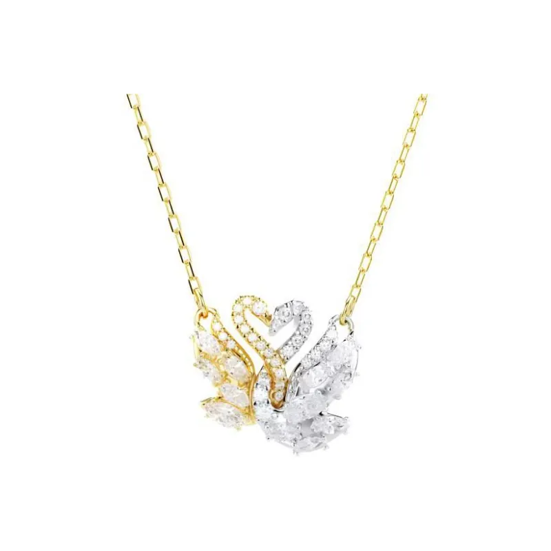Swarovski Swan Золотое Покрытие Женское Золотое Серебряное Ожерелье