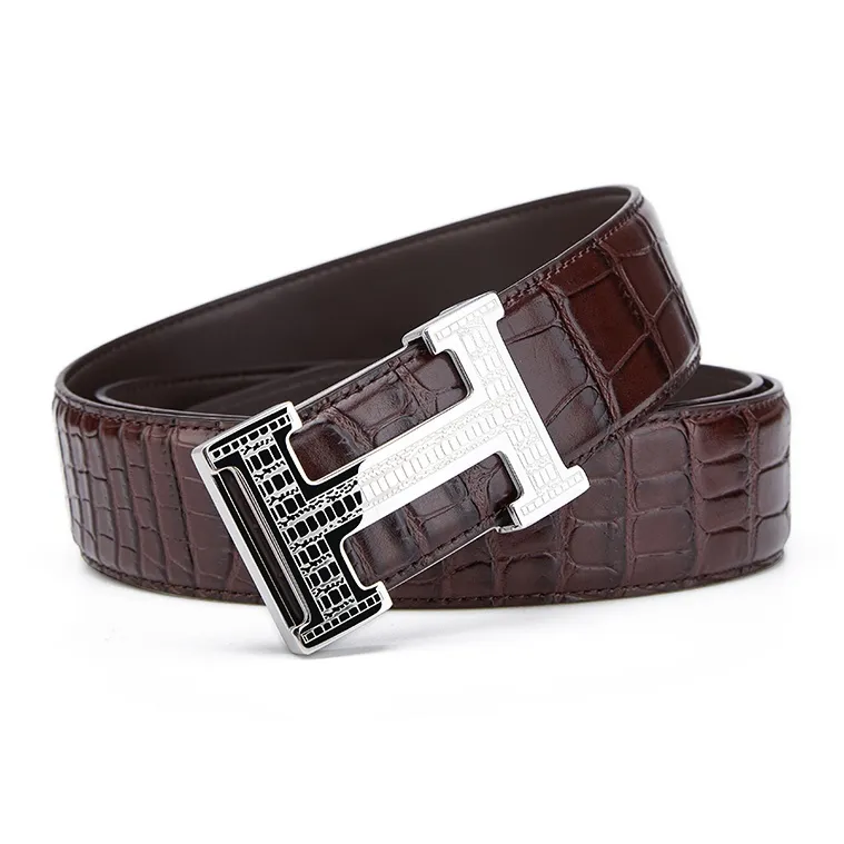 Cheekkiss Крокодиловый узор Коровья кожа Ремни Мужской Офисный стиль Бизнес Ремень Подарочный набор в коробке 3,8 см