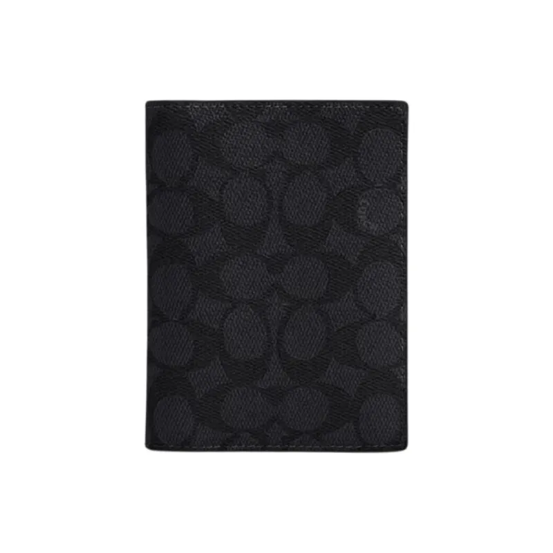 COACH Чехол для паспорта с покрытием Холст Картхолдер Унисекс Черный