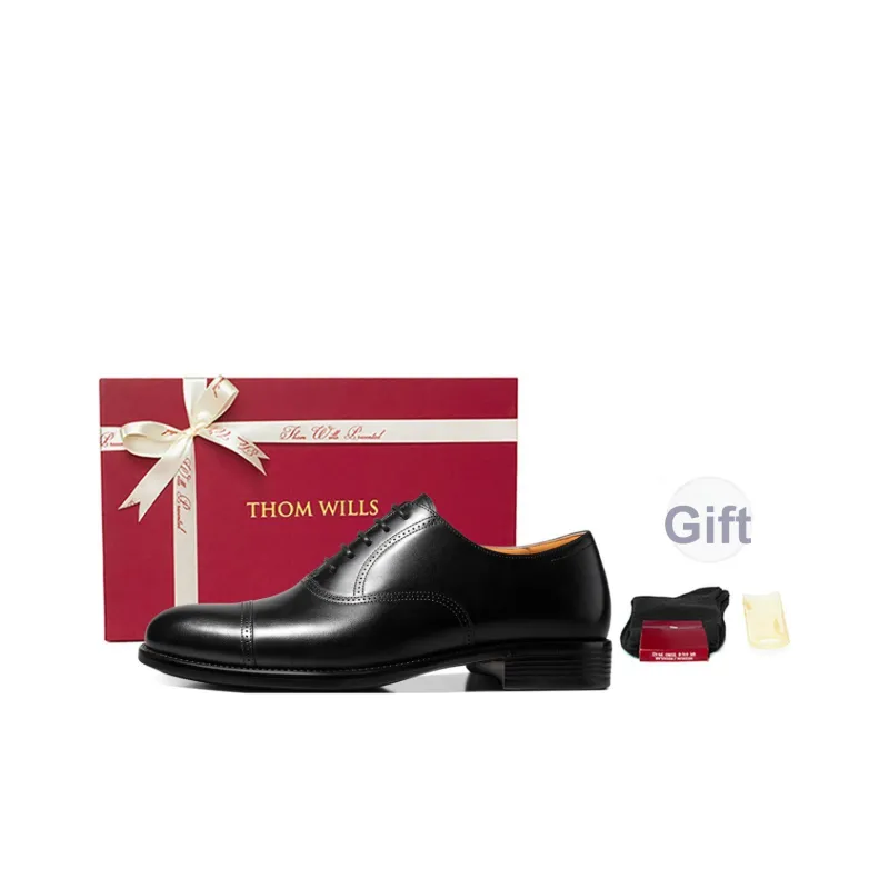 THOM WILLS Британский Бизнес Телячья кожа Оксфорд Обувь Туфли Мужские Черные