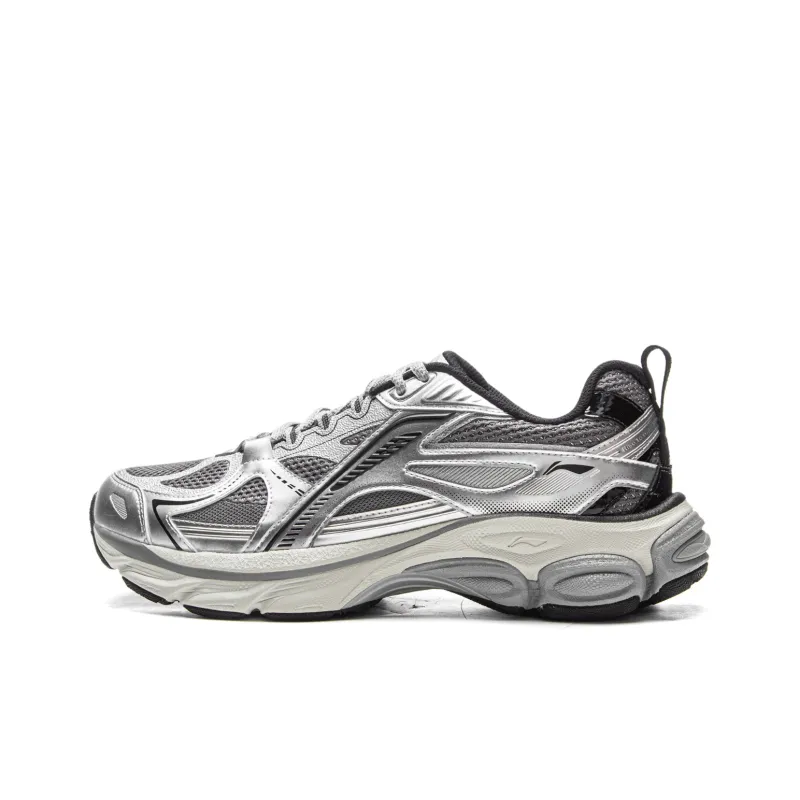 Li NING Fuyao Boom Низкий Топ Городская Коммутация Беговые Кроссовки Мужские Серебристо-Серый