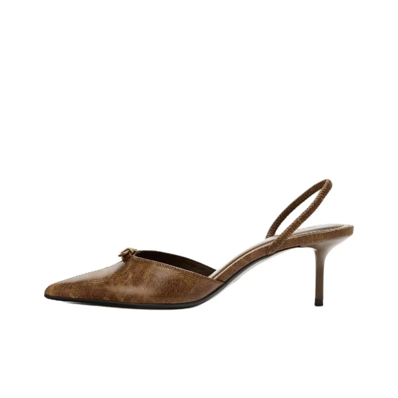 ZARA PU (полиуретан) Минималистичная мода Узкий каблук Высокие каблуки 7 см Женский Коричневый