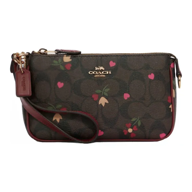 COACH Nolita Кожа Плечевая Сумка Маленькая Сумочка Клатч Маленькая Женская Коричневая и Бордовая Многоцветная