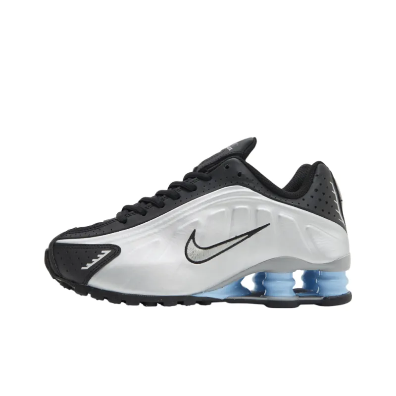 Nike Shox R4 Low Топ Повседневные Беговые Кроссовки Мужские Серебристо-Черные Синие