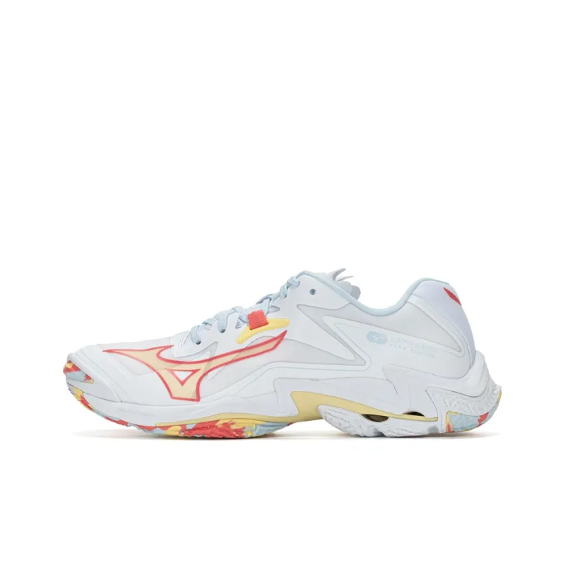 Mizuno Wave Lightning Z8 Синтетическая кожа Амортизация Износостойкие Низкие Кроссовки для тренировок Женские Лава Белый