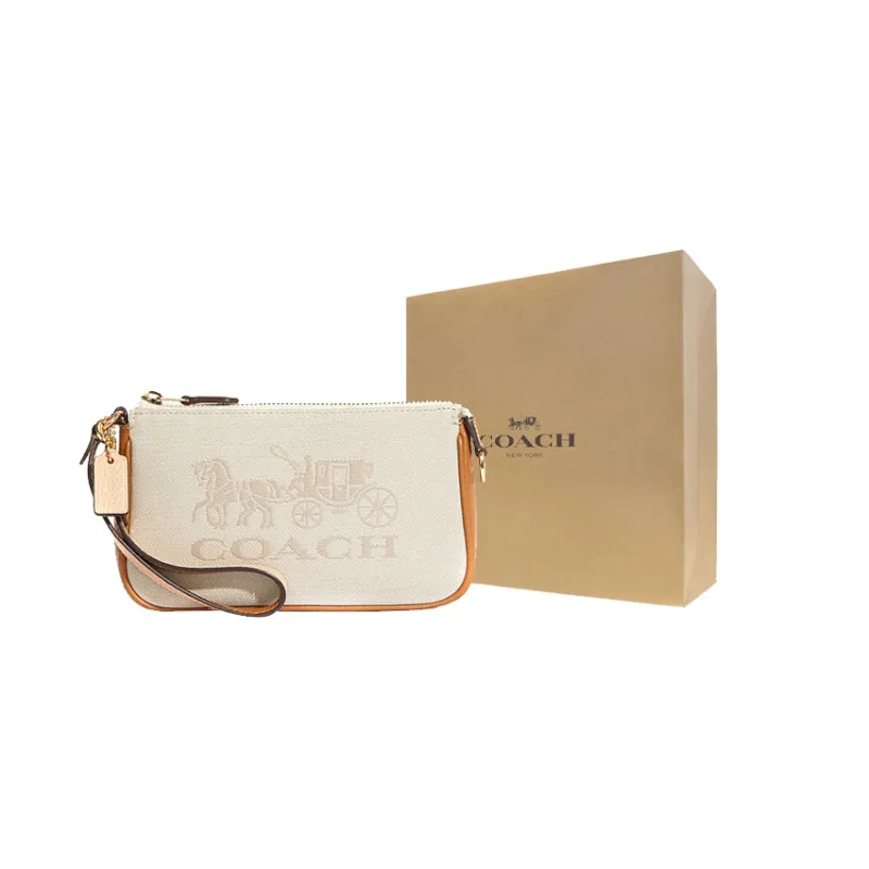 COACH Nolita Ткань с коровьей кожей Маленькая сумка сумка через плечо клатч сумка на запястье Маленькая Женская Экрю