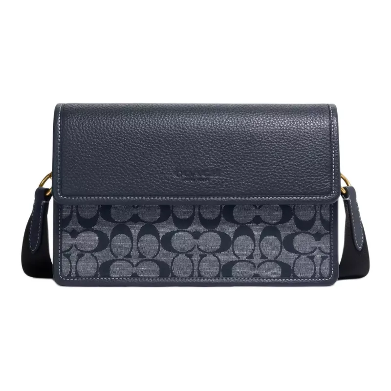 COACH Тернер Тутовый шелк ткань полотняного переплетения сумка через плечо средний мужская джинсовый синий