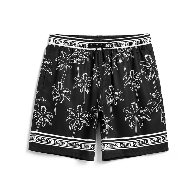 GAILANG Шорты для пляжа длина до колена мужские черные