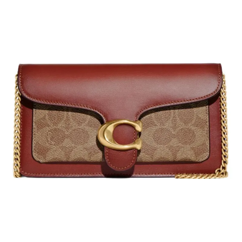 COACH Tabby Покрытый холст с телячьей кожей клатч маленький женский коричневый и ржавый