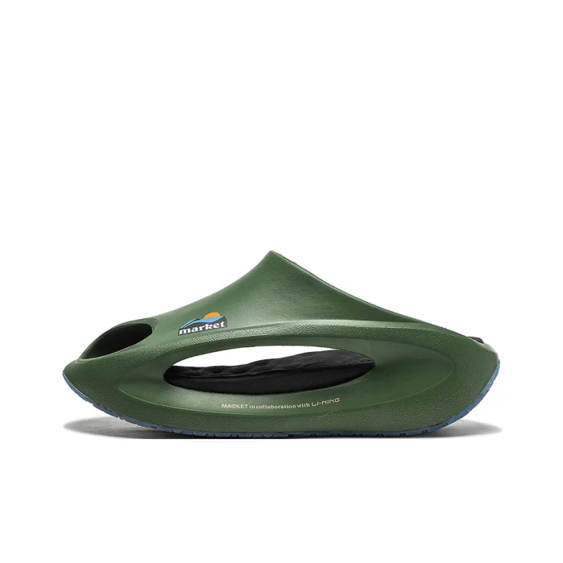 MARKET x Li NING Yun You Slay Тихий Аbrasion-Resistant Шлепанцы Унисекс Сад Зеленый