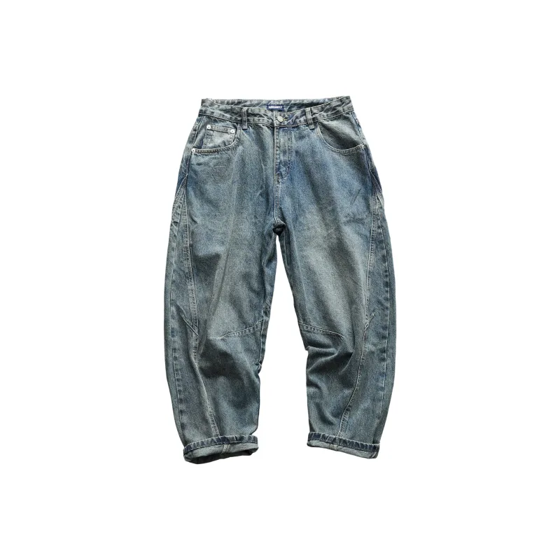 YIMAI Синий Серый Мужские Джинсы