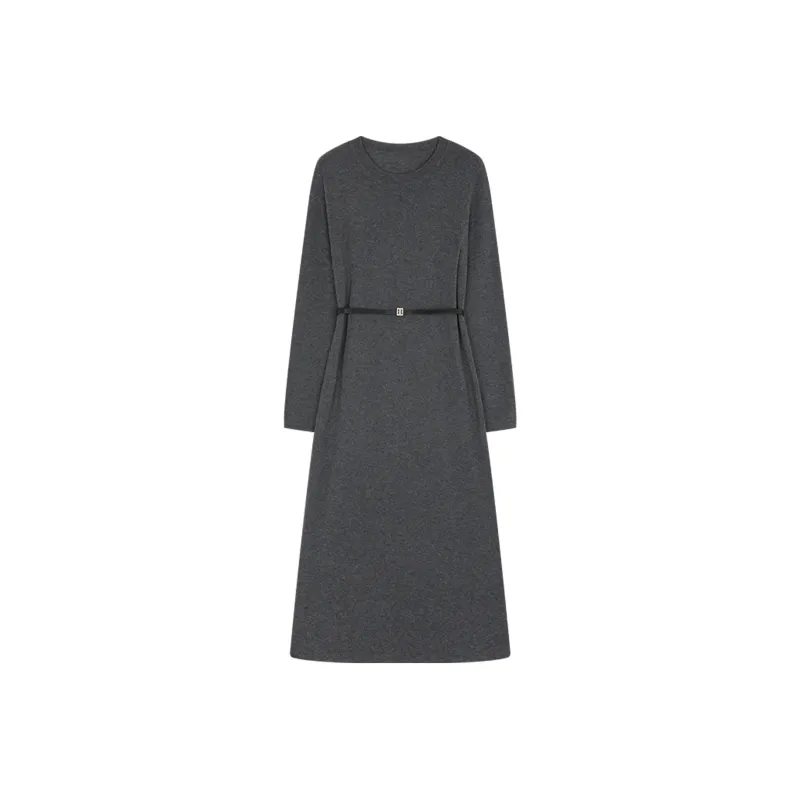 IHIMI Длинное платье с длинными рукавами для женщин темно-серый вереск