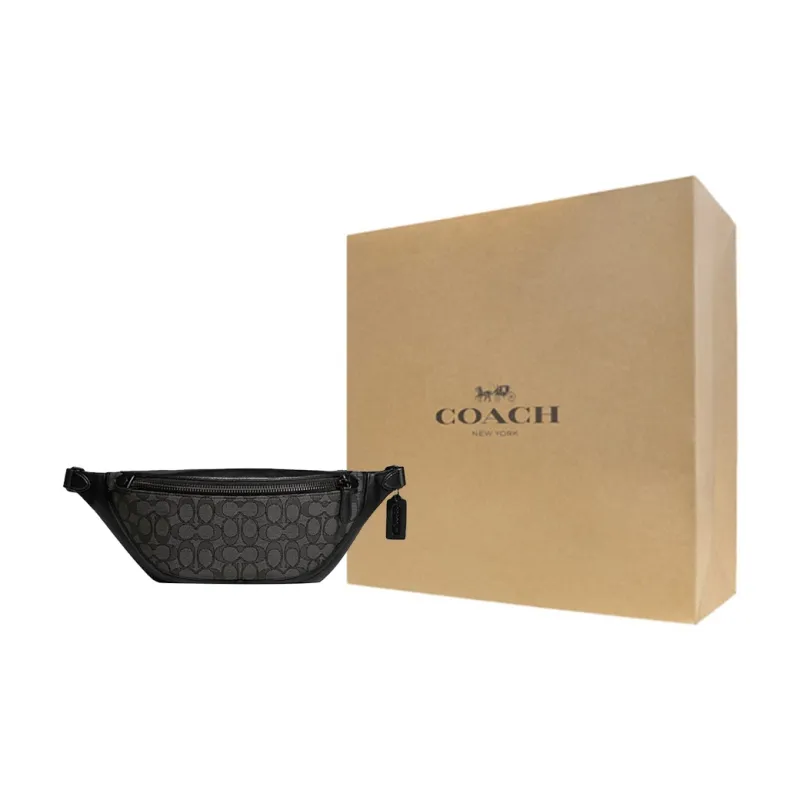 COACH League Коровья кожа с текстильной сумкой через плечо слинг-сумка поясная сумка большой мужской черный